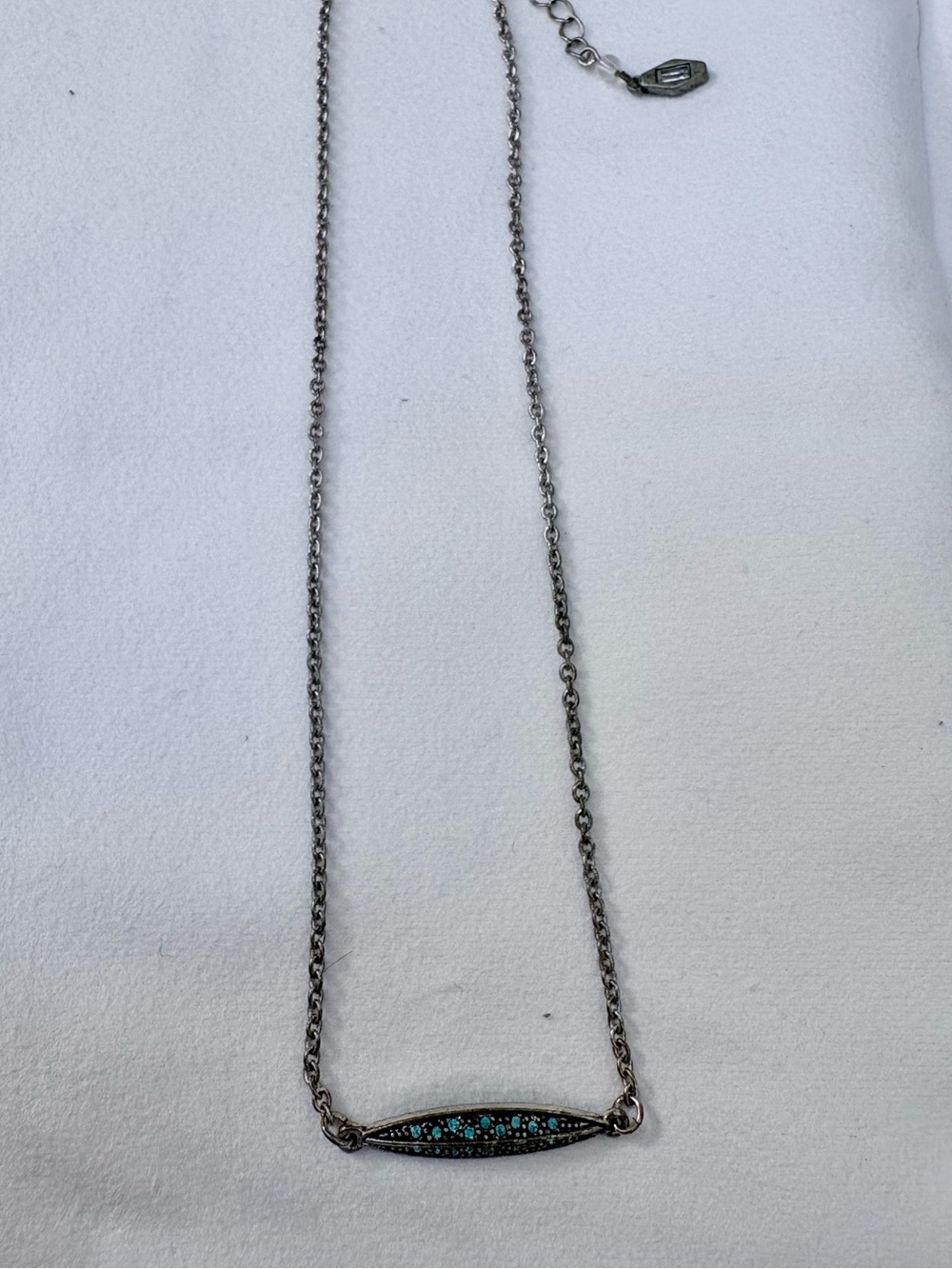 Kensie Silver-Tone Bar with Turquoise Chain Necklace